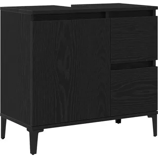 vidaXL Badezimmerschrank mit Tür Schwarz Eichen-Optik 65 x 33 x 60 cm - Schwarz