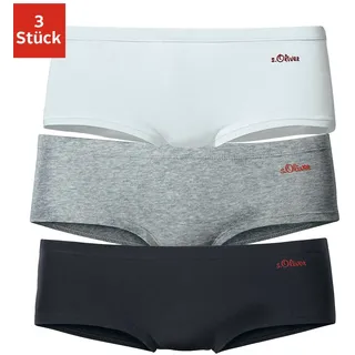 Hipster S.OLIVER, Damen, Gr. 32/34 (S), weiß (grau, schwarz, weiß), Jersey, Obermaterial: 90% Baumwolle, 10% Elasthan (LYCRA), unifarben, Unterhosen Hipster, aus elastischer Baumwoll-Qualität