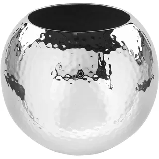 Fink Dekovase »MOON« Kugelvase, Tischvase aus Metall, mit gehämmerter Struktur, Höhe 20 cm, silberfarben