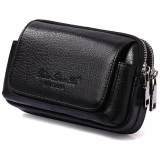 Xieben Vertikale Leder Hüfttasche Gürtel Holster für Herren Frauen Clip Halter Outdoor Reise Camping Abdeckung Beutel Geldbörse Gürteltasche Handy Case Schwarz