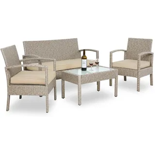 Polyrattan Garten-Sitzgruppe 4-tlg Creme