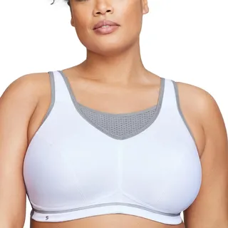 Große Größen Plusgröße Bustier Elite Sport-BH mit bestem Halt ohne Bügel Nr. 1067, Weiss/Grau, 95E