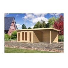 Karibu Holz-Gartenhaus Norrköping Naturbelassen Pultdach 365 cm x 305 cm