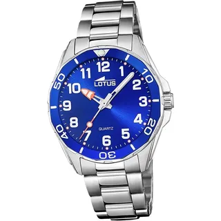 Lotus Jugend Kinder Uhr Elegant 36 mm Edelstahlgehäuse silber Armband