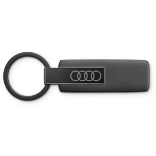 Audi 3182501810 Schlüsselanhänger Edelstahl Schlüsselring Keyring, mit Audi Ringe Emblem, schwarz
