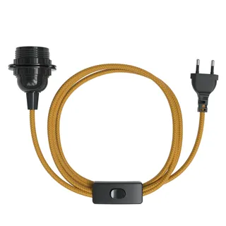 EAZY CASE - Lampenfassung E27 mit Kabel aus Stoff [MIT SCHALTER] - Fassung E27 mit Kabel - Lampenfassung mit Schalter - Lampenkabel mit Fassung - Glühbirne mit Kabel - DIY Lampenfassung mit Stecker