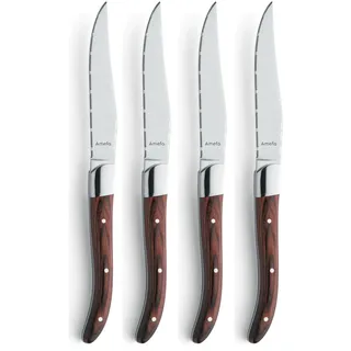 Amefa Steakmesser Royal Steak 4-teilig Pakka Wood Edelstahl - Braun