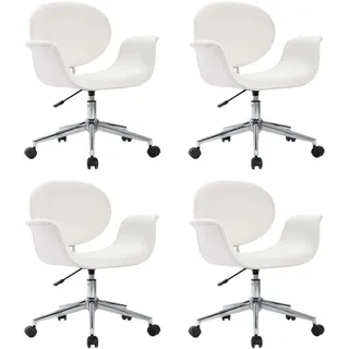 vidaXL Drehbare Esszimmerstühle 4 Stk. Weiß Kunstleder