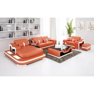 Designer Sofa Ecksofa L Form Sessel Sitzpolster Polster Wohnlandschaft Ledersofa - Orange