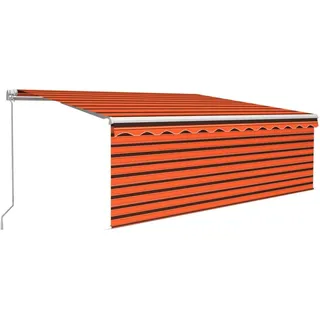 vidaXL Markise Manuell Einziehbar mit Rollo 4x3 m Orange & Braun - Braun