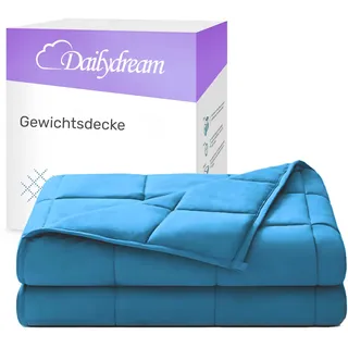 DAILYDREAM Therapie Gewichtsdecke | 135x200 | 4,5 kg | Blau | aus 100% Baumwolle | mit Glasperlenfüllung | schwere Decke zum Schlafen | Weighted Blanket | Therapiedecke | Körpergewicht bis 52 kg