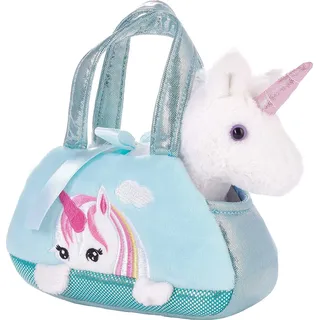 Brubaker Plüsch Einhorn Weiß in Handtasche - 20 cm - Plüschtier in Tasche - Stofftier Kuscheltier - Mint Blau