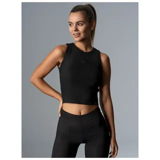 Crop-Top TRIGEMA "TRIGEMA Cropped Top aus elastischem Doppelripp", Damen, Gr. XL, schwarz, Feinripp, 90% Baumwolle, 10% Elastan, Basic, Rundhals, Tops Crop-Top