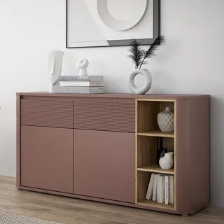 Forte Sideboard 160 x 83,1 x 41,3 cm Terrakotta / Mauvella Eiche