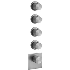 Gessi 316 Fertigmontage-Set Unterputz-Thermostat, vertikalen Montage, 4 separate Wege, einzelne Rosetten, 54508, Farbe: Messing gebürstet PVD