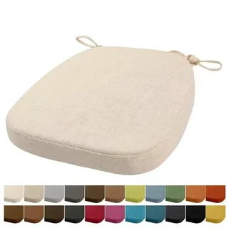 Orumrud 40x38x33CM(3CM Dicke) Stuhlkissen, Gartenstuhl Sitzkissen, Esszimmerstuhl Sitzkissen, waschbar, mit Reißverschluss, Riemen, rutschfestes Sitzkissen für Gartenstuhl (Beige Weiß 1 Stück)