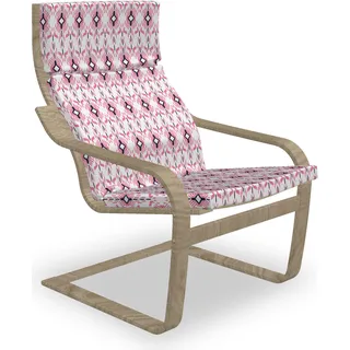 ABAKUHAUS Boho Poäng Sessel Polster, Ikat inspirierte Squares Stripes, Sitzkissen mit Stuhlkissen mit Hakenschlaufe und Reißverschluss, rosa-Grau - Rosa