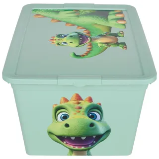My Baby Lou Spielzeugbox , Mintgrün , Kunststoff , Dinosaurier , 36x25x48.5 cm , Made in Europe , Deckel , Babymöbel & Kindermöbel, Babyzimmer, Spielzeugkisten
