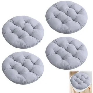 Unyqoos® 4er-Set Stuhlkissen 40 x 40 cm, Polyesterfaser mit Parelkatoen-Füllung, Antirutsch‐Bänder, waschbar 30°C, für Innen & Außen - Grau