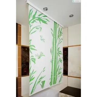 Halb-Kassetten Duschrollo 60x190 cm Modell Bambus weiß grün Duschvorhang