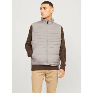 Steppweste JACK & JONES "JJESTATE Praktische Weste mit Beutel, ideal für unterwegs", Herren, Gr. M, beige (atmosphere), Web, Obermaterial: 100% Polyester, unifarben, normal hüftlang, Westen Steppweste, unifarben, modisch, regular fit, Polyester