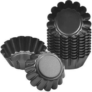 14 STK Ei Torte Form, Antihaft Tartelette Förmchen, Wiederverwendbare Törtchenformen, Kohlenstoffstahl Mini Mini Tarteform Muffin Form Törtchen für Pudding,Backen,Kuchen Werkzeug Kekse (6.5 X 2.3CM)