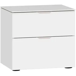 Jutzler Nachtkästchen , Weiß , Glas, Holzwerkstoff , 2 Schubladen , 45x42x43 cm , Typenauswahl, Soft-Close-System , Schlafzimmer, Nachtkästchen