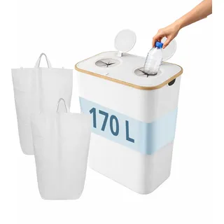 Relaxdays Pfandflaschen Sammelbehälter 170 l Weiß