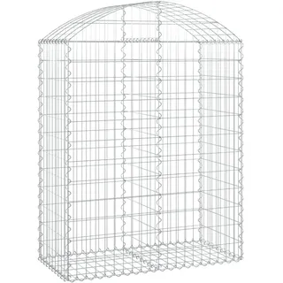 vidaXL Gabione mit Hochbogen 100x50x120/140 cm Verzinktes Eisen - Silber