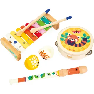 Janod - Gioia Musikset 4 Kinderinstrumente - Rollenspiel und Musikalische Früherziehung - Spiel aus FSC-Holz - Wasserfarbe - Ab 18 Monaten, J07656