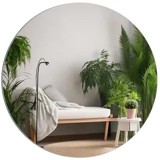 TSKDKIT 50cm Groß Wandspiegel Rund Selbstklebender Glasspiegel HD Dekorative Wandspiegel Rahmenlos Spiegel für Gäste WC, Badzimmer, Ankleidezimmer, Wohnzimmer etc