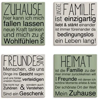 Leinwandbild OTTO HOME "Zuhause, Familie, Freunde, Heimat", farbe bild(er): schwarz, B:30cm H:30cm T:0,8cm, Canvas, Bilder, Leinwandbild, 4tlg. Set
