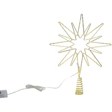 Bild von Christbaumspitze »Doppelstern, Weihnachtsdeko, Christbaumschmuck«, aus Metall, mit LED Beleuchtung, Höhe ca. 26 cm, goldfarben