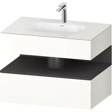 Duravit Qatego Einbauwaschtisch mit Konsolenwaschtischunterbau, 800x550x600mm, Nische Graphit Supermatt, QA4785080, Farbe: Weiß Hochglanz/mit Nischenbeleuchtung