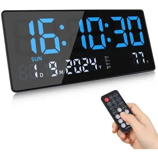 Digitale Wanduhr 15,5 Zoll LED mit Kalender und Temperaturanzeige