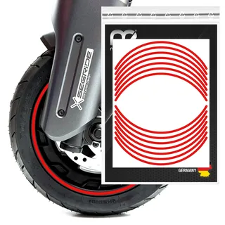 m2medien Felgenrand Aufkleber geeignet für Segway Ninebot MAX G3 D E-Scooter G3D (Rot Reflektierend)