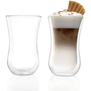 Stölzle Lausitz Coffee 'N More 2er Set I Thermogläser doppelwandig geeignet als Teegläser, Cappuccino Gläser und Kaffeegläser I Latte Macchiato Gläser doppelwandig – 300 ml