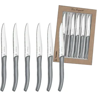 Lou Laguiole SKY Steakmesser-Set, Edelstahl, rostfrei, Klingenlänge 23,2 cm, 6-teilig, grau