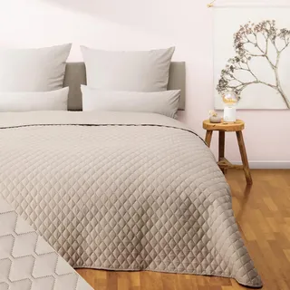 Blumtal Tagesdecke 170x210 cm - Oeko-TEX zertifizierter Bettüberwurf als Tagesdecke 90x200 (Bettgröße) - Tagesdecken - Sofaüberwurf - Couch Überwurf - waschbare Sofaüberwurf Decke - Tagesdecke Beige