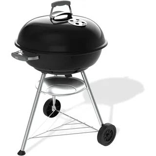 Weber Compact Kettle Holzkohlegrill (2026 Version) / Dreibein-Ständer und Räder, Hitzebeständiges, rostfreies Design, Verchromter dreilagiger Rost, 57 cm, Schwarz