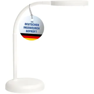 MAUL Schreibtischlampe LED MAULjoy | Kleine Schreibtischlampe mit Standfuß | Moderne Tischlampe für Schreibtisch, Büro | Flexible Lampe mit 3000K warmweißem Licht | Weiß