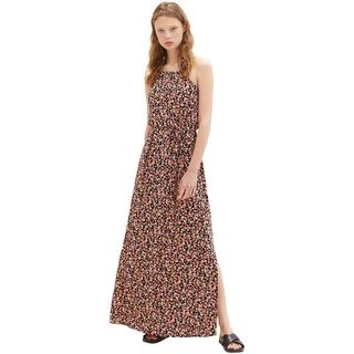 TOM TAILOR Denim Damen 1036843 Maxikleid mit Bindegürtel, 31952-Black Flower Print, S