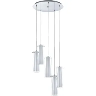 EGLO Pinto 5-flg. 50 cm zylinderförmig silber/weiß