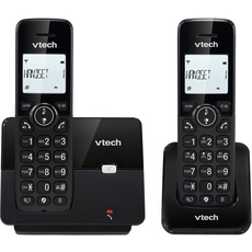 VTech CS2001 schnurloses Telefon mit 2 Mobilteilen, ECO+ Modus, Festnetztelefon, schwarz, Anrufsperre, Freisprechfunktion, große Tasten, Zwei Zeilen Display
