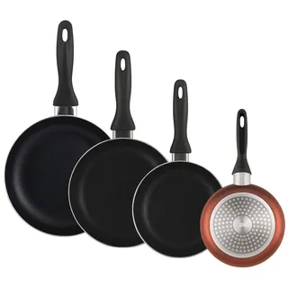 Well Home Set Mit 4 Töpfen - Hergestellt Aus Gepresstem Aluminium Mit Antihaftbeschichtung - Kupfer