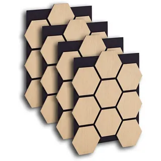 Homestyle4u Akustikpaneel Hexagon Braun Grau 4 St. 76 x 62 x 2 cm