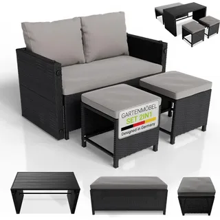 Juskys 2in1 Polyrattan Gartenmöbel Jamaika