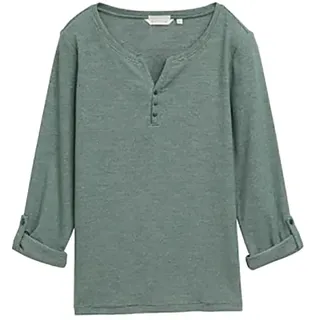 Tom Tailor Henley Langarm-t-shirt - Off White Green Small Stripe - M