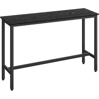 VASAGLE Bartisch, Küchentisch, Küchentresen, rechteckiger Stehtisch, Metallgestell, 40 x 140 x 90 cm, einfacher Aufbau, schmal, Industrie-Design, ebenholzschwarz-tintenschwarz LBT140B56