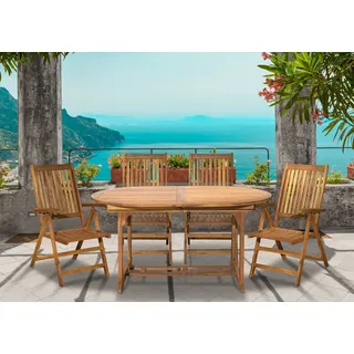 Möbilia Sitzgruppe mit 4 Stühle aus Akazie